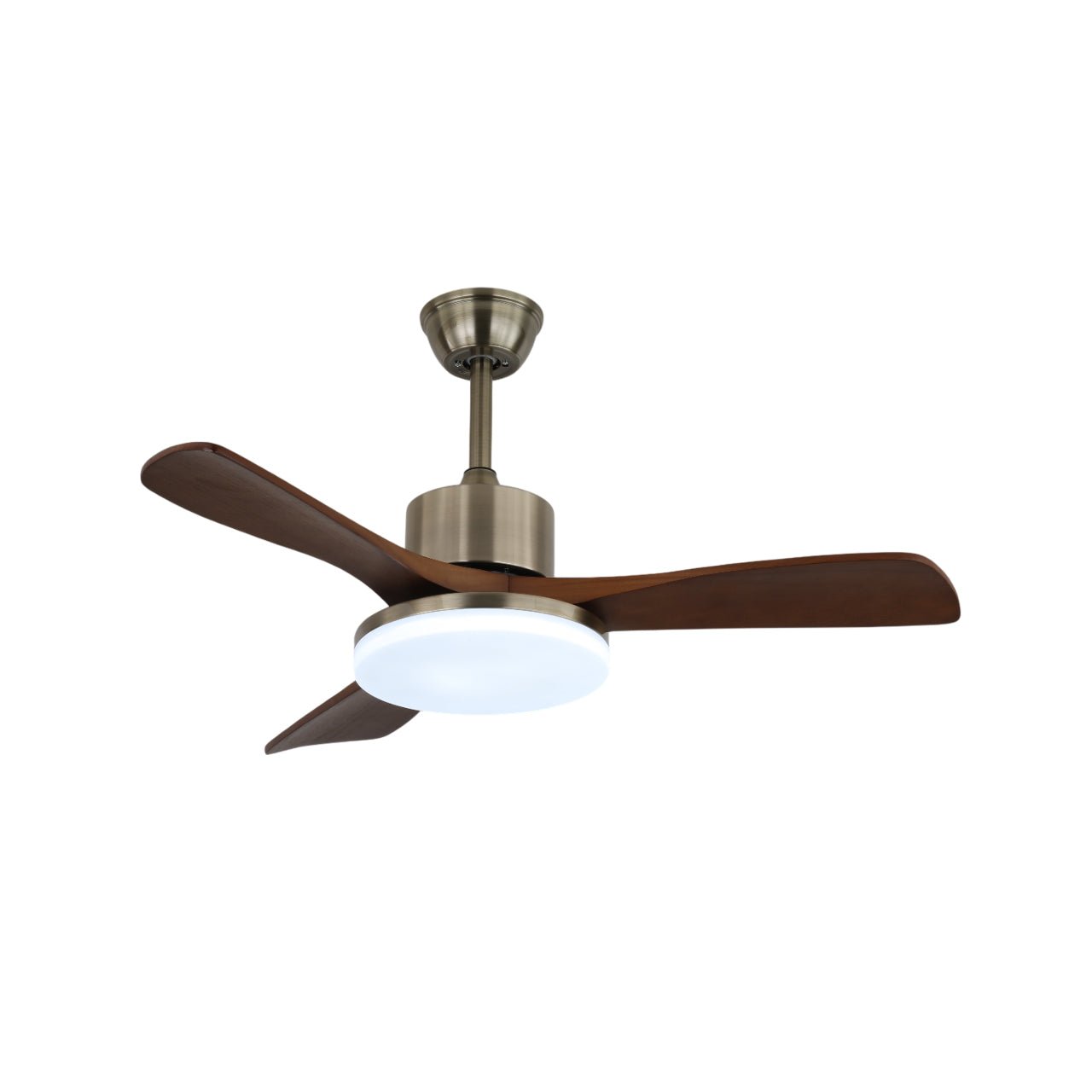 Ceiling Fan Selora with Lighting – Brass & Wood – Modern Design with Remote Control – 6 Speeds – LED 48W Dimmable – Ø106cm or Ø132cm – Luxury Ceiling Lamp & Cooling System – Includes Remote Control | Sansoti