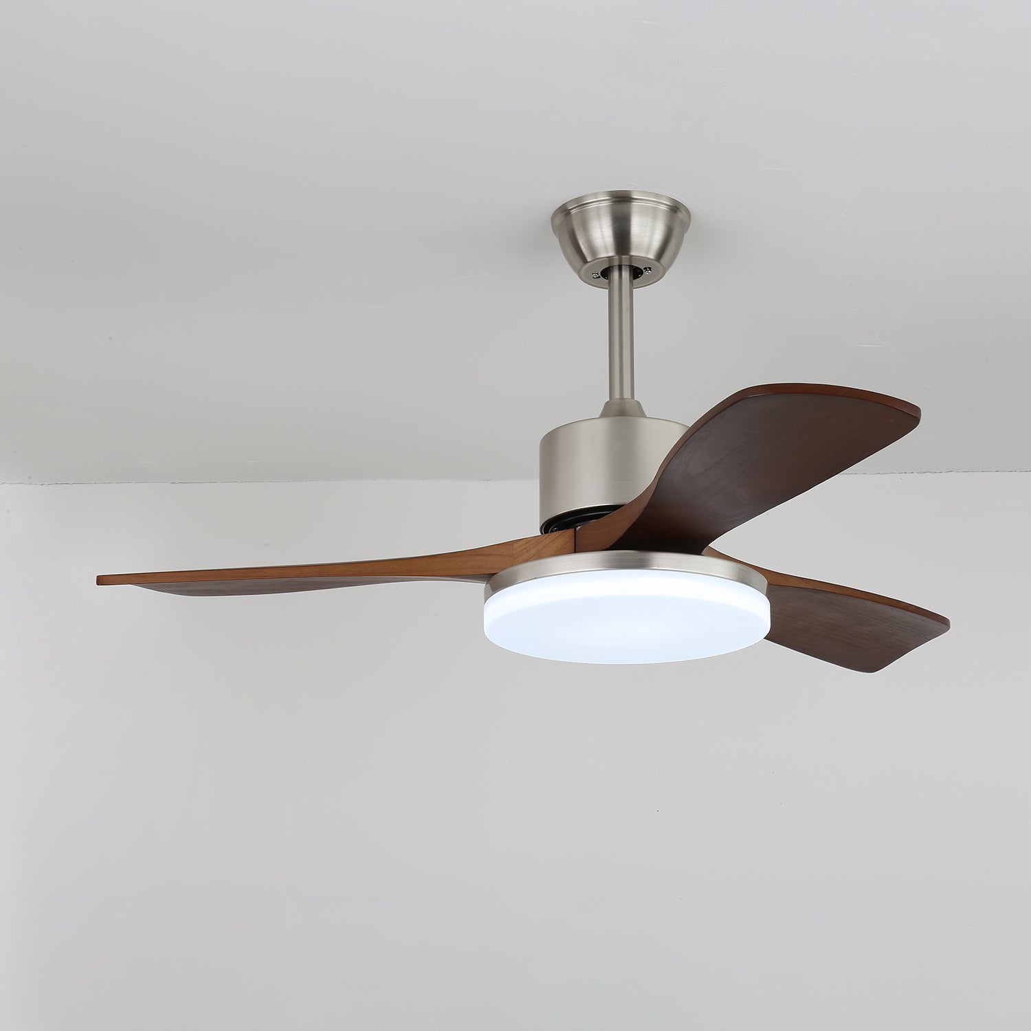 Ceiling Fan Selora with Lighting – Brass & Wood – Modern Design with Remote Control – 6 Speeds – LED 48W Dimmable – Ø106cm or Ø132cm – Luxury Ceiling Lamp & Cooling System – Includes Remote Control | Sansoti
