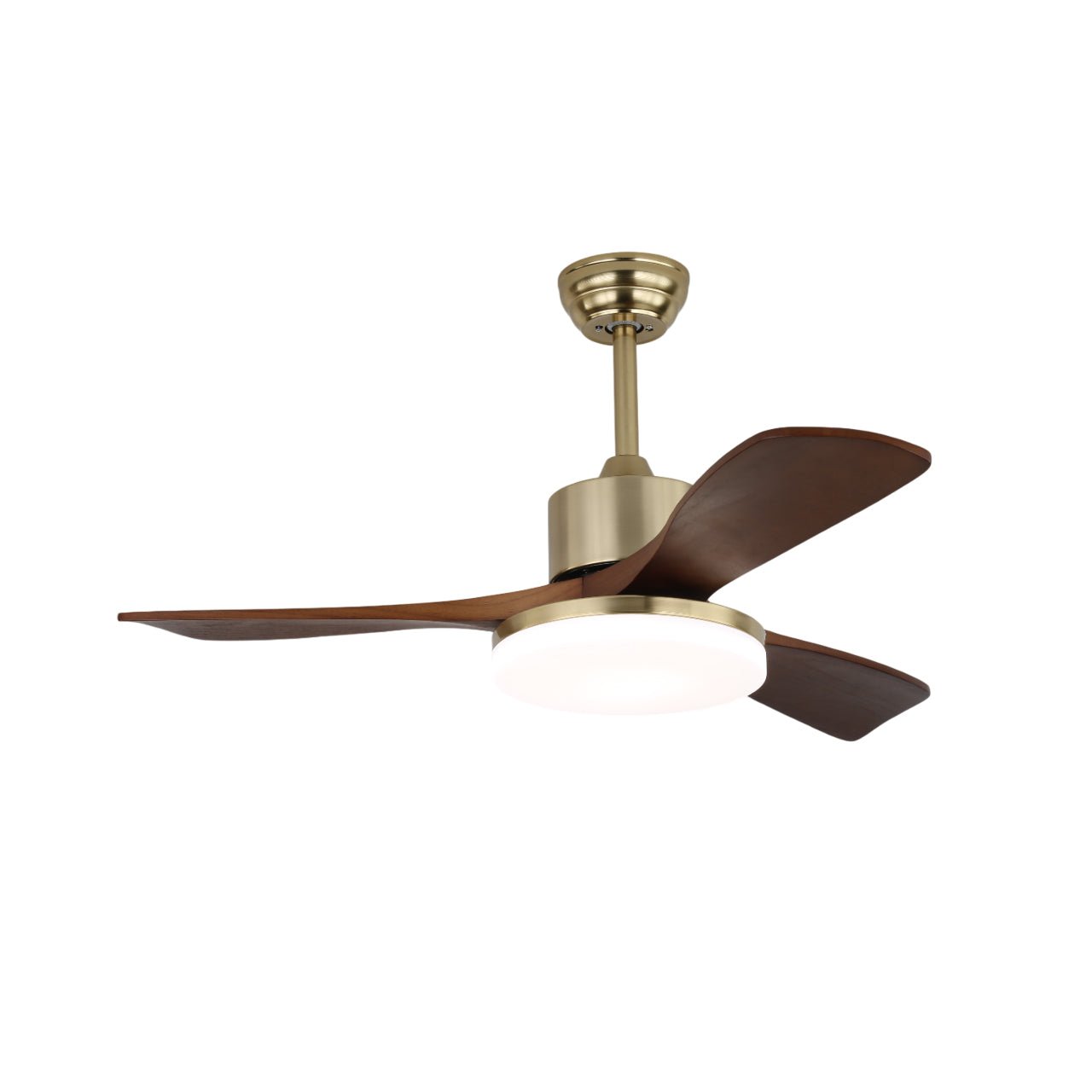 Ceiling Fan Selora with Lighting – Brass & Wood – Modern Design with Remote Control – 6 Speeds – LED 48W Dimmable – Ø106cm or Ø132cm – Luxury Ceiling Lamp & Cooling System – Includes Remote Control | Sansoti