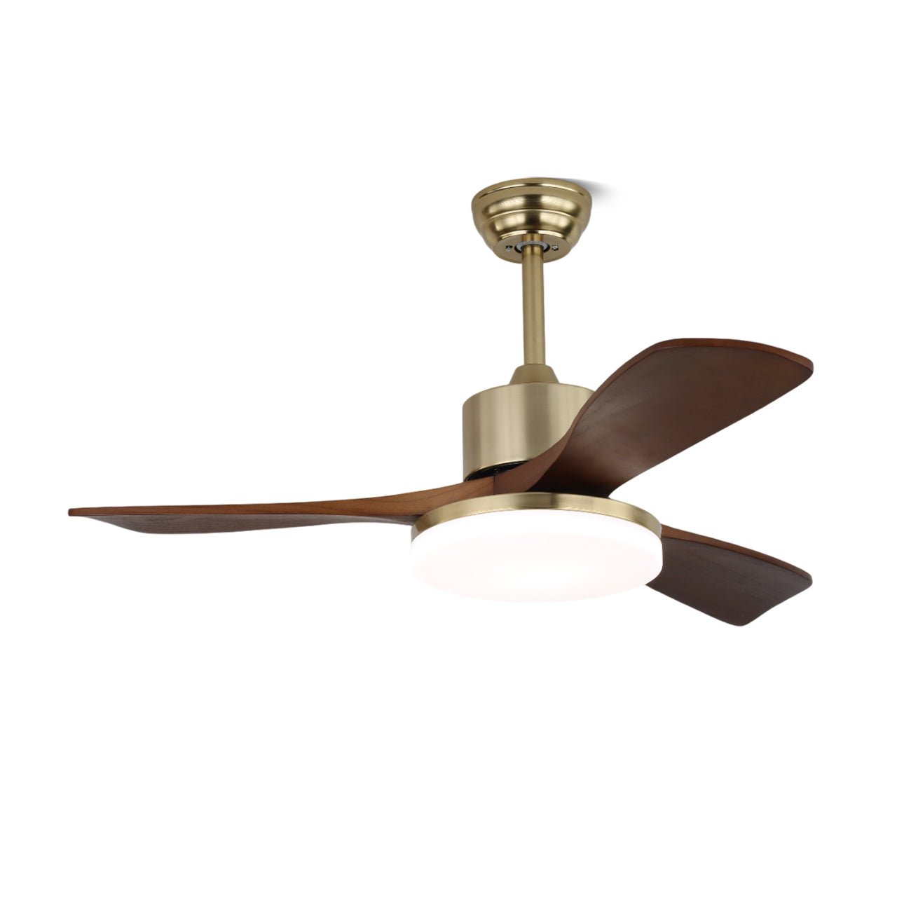 Ceiling Fan Selora with Lighting – Brass & Wood – Modern Design with Remote Control – 6 Speeds – LED 48W Dimmable – Ø106cm or Ø132cm – Luxury Ceiling Lamp & Cooling System – Includes Remote Control | Sansoti