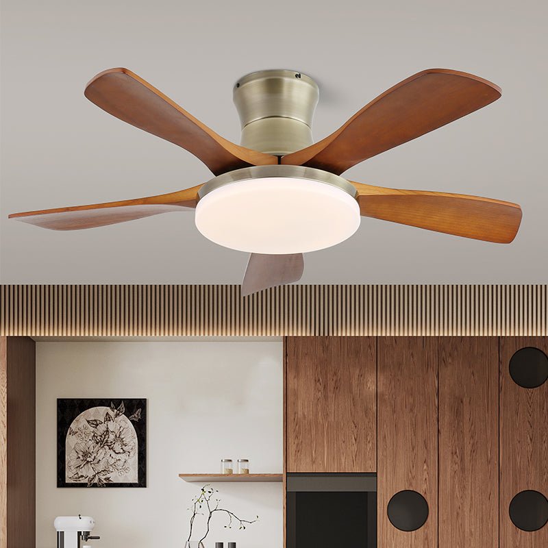 Moderne Plafondventilator met Verlichting - Metalen Behuizing & Houten Bladen - 106cm - Afstandsbediening - 6 Snelheden | Sansoti