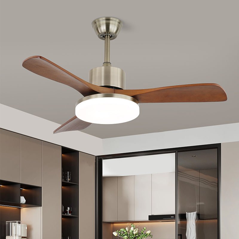 Moderne Plafondventilator met Verlichting - Metalen Behuizing & Houten Bladen - 106cm - Afstandsbediening - 6 Snelheden | Sansoti