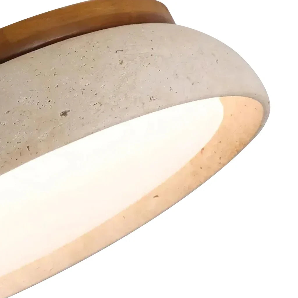 Deckenlampe aus Travertin – Runde LED-Lampe mit warmem, diffusem Licht | Restfield