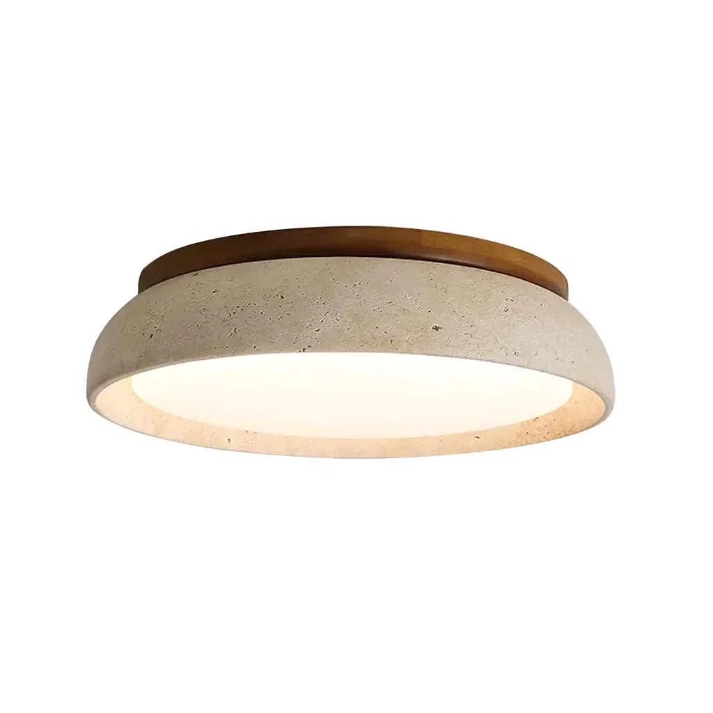 Deckenlampe aus Travertin – Runde LED-Lampe mit warmem, diffusem Licht | Restfield