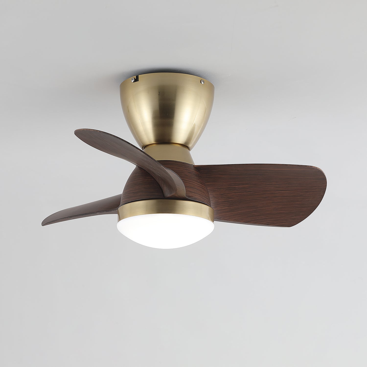 Plafondventilator met Verlichting Elora in Messing en Hout — Minimalistische Ventilator met LED Afstandsbediening | Sansoti