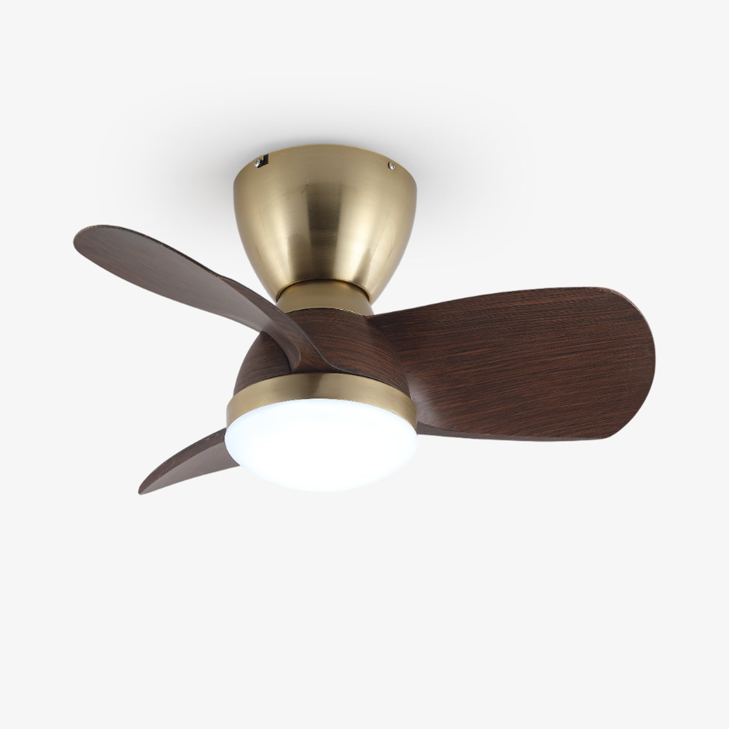 Plafondventilator met Verlichting Elora in Messing en Hout — Minimalistische Ventilator met LED Afstandsbediening | Sansoti
