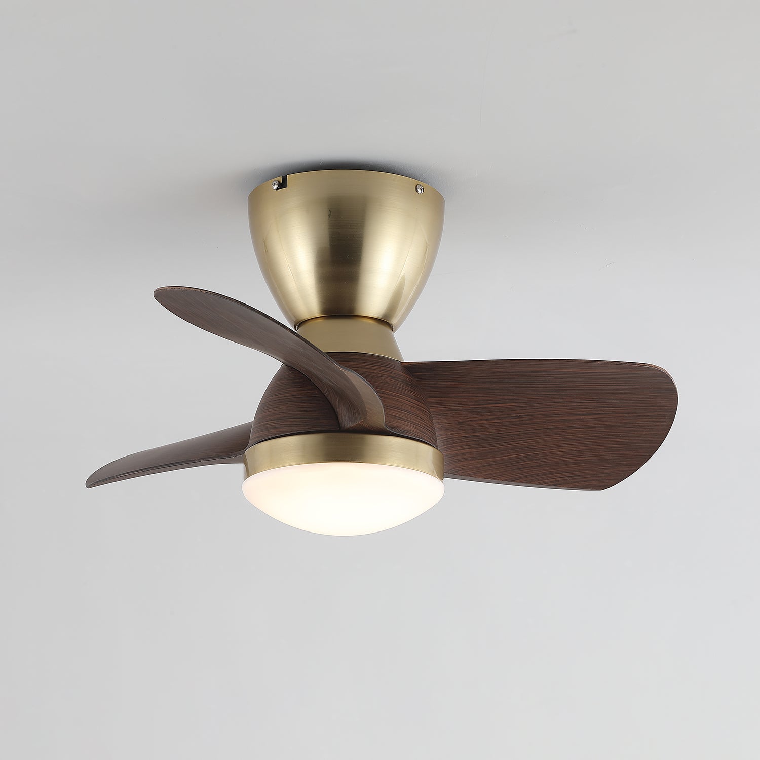 Plafondventilator met Verlichting Elora in Messing en Hout — Minimalistische Ventilator met LED Afstandsbediening | Sansoti