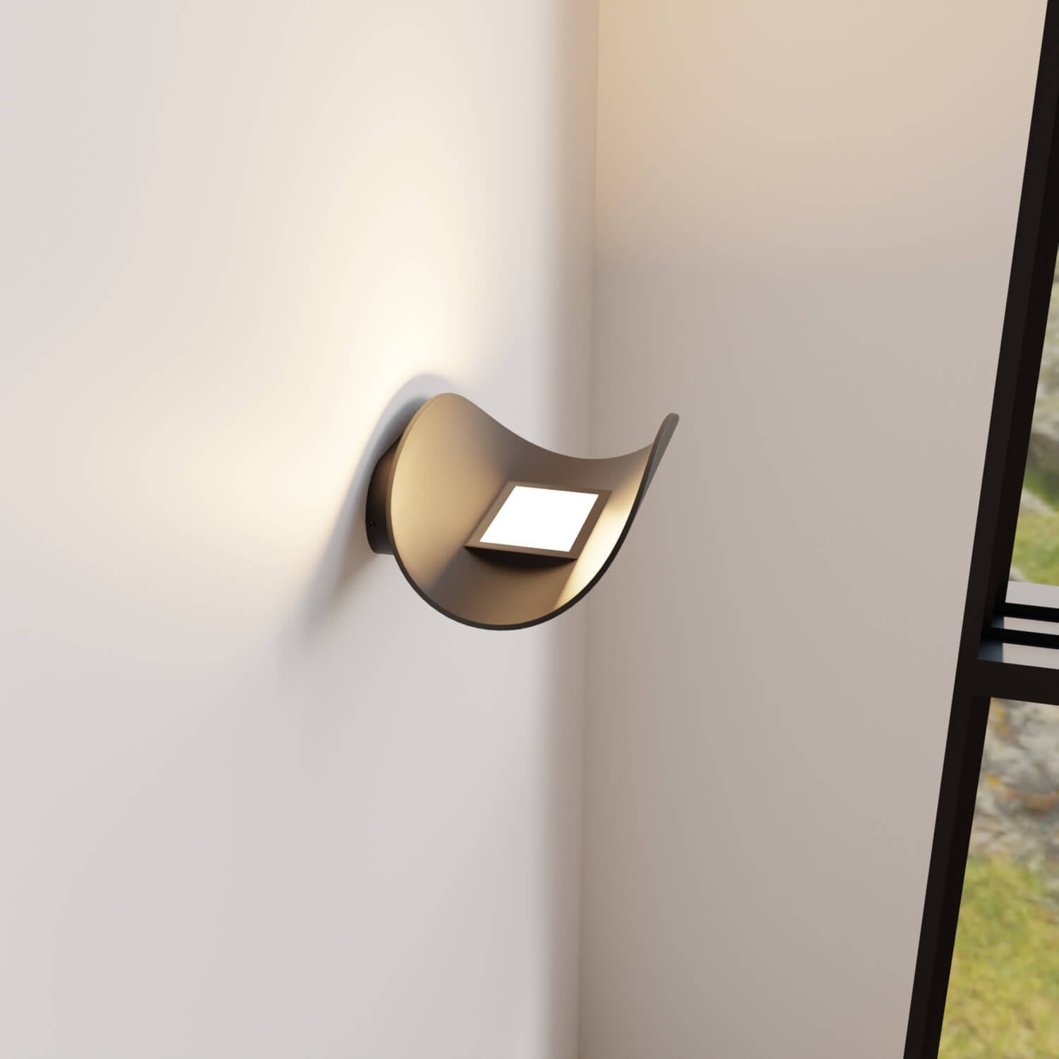 Applique murale LED minimaliste demi-ronde avec lumière indirecte chaude pour intérieur et extérieur abrité | Restfield