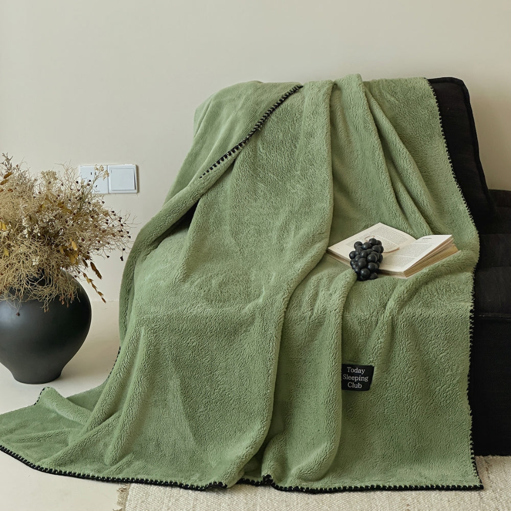 Bouclé Winter Blanket Fleece Wool Luxury Throw Decoration Bedroom Living Room Beige Green Gray 200x230 Warm | Sansoti