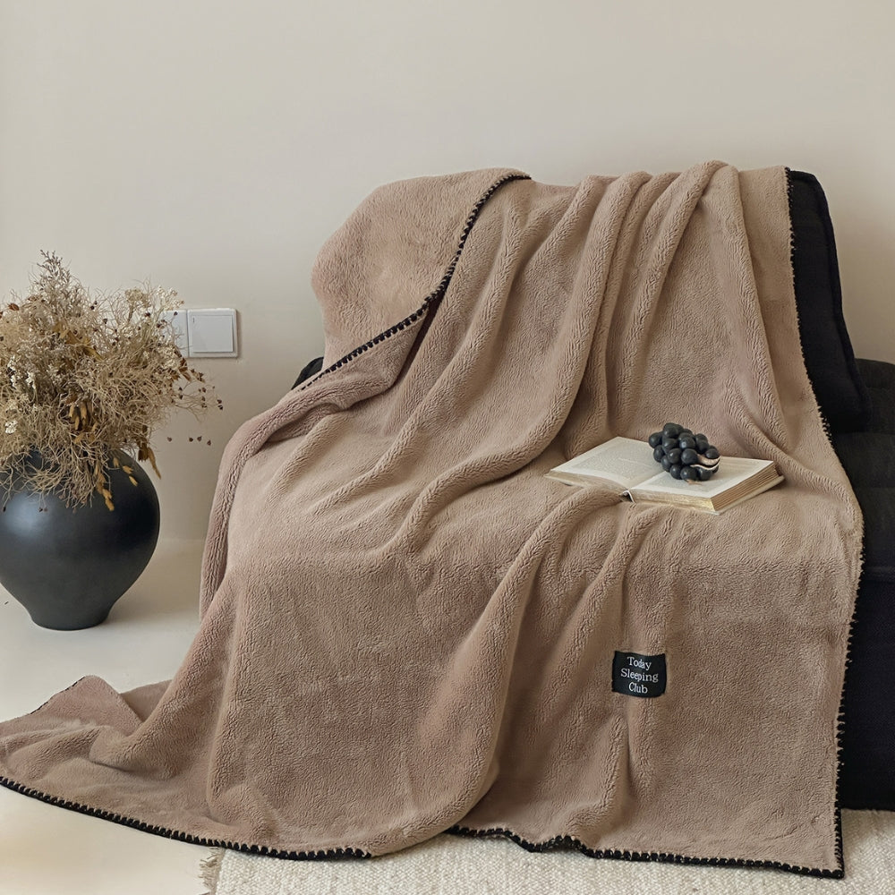 Bouclé Winter Blanket Fleece Wool Luxury Throw Decoration Bedroom Living Room Beige Green Gray 200x230 Warm | Sansoti