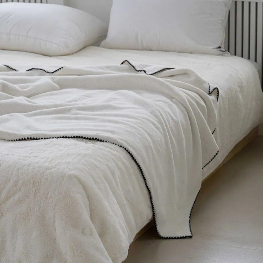 Bouclé Winter Blanket Fleece Wool Luxury Throw Decoration Bedroom Living Room Beige Green Gray 200x230 Warm | Sansoti