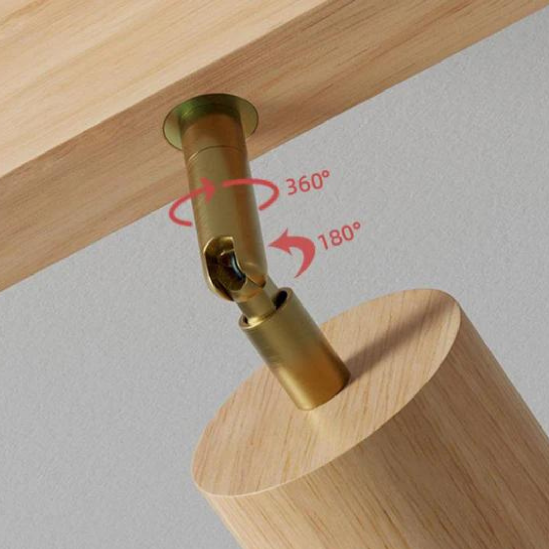 Verstellbarer Deckenstrahler in Holzoptik aus Metall GU10 mit 1 2 3 4 Strahlern, Warm- oder Kaltweiß, moderne Beleuchtung für Wohnzimmer und Küche | Sansoti