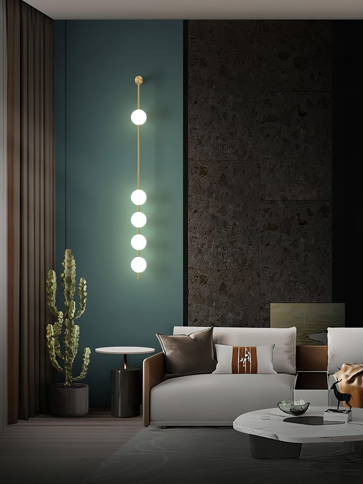 Verticale Glazen Wandlamp met Messing - Design Verlichting voor Gang & Entree | Sansoti