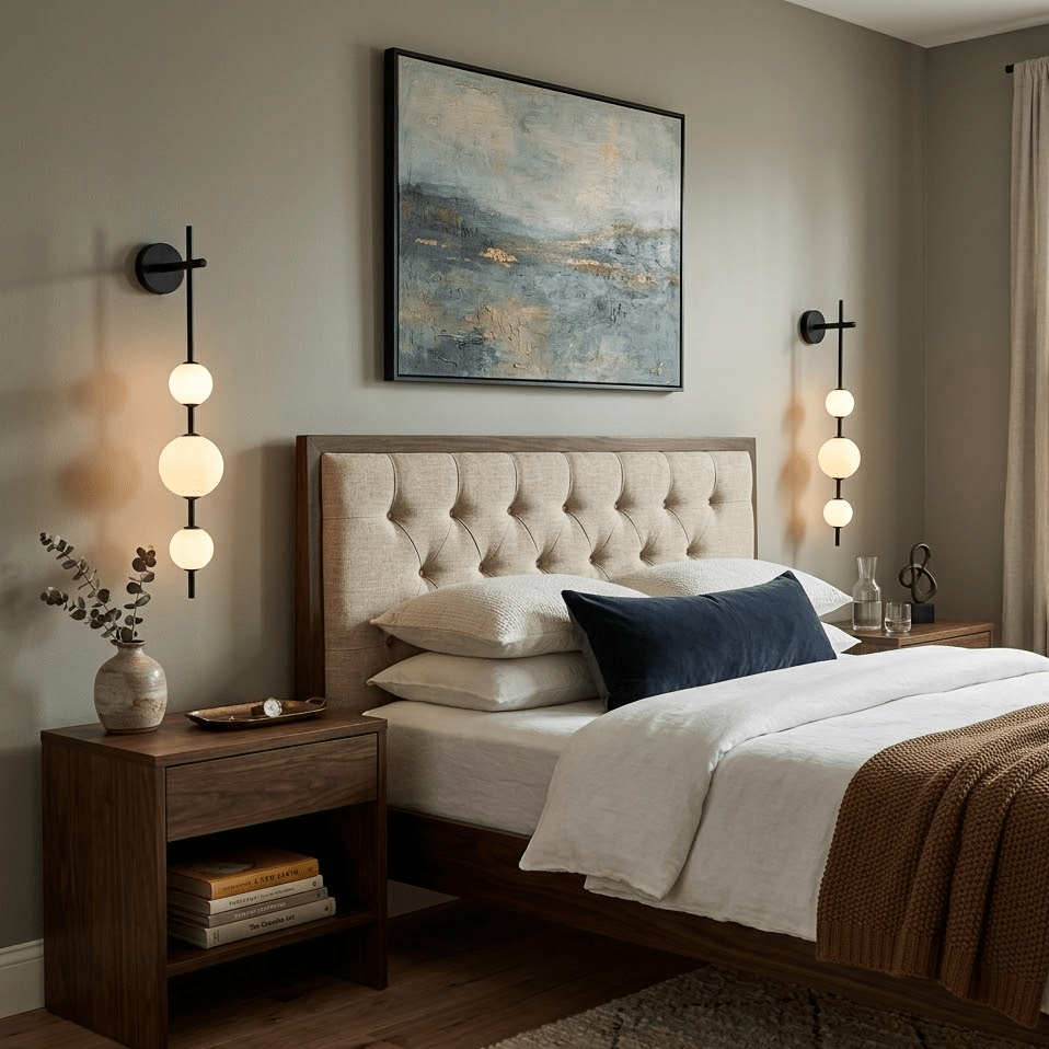 Verticale Glazen Bol Wandlamp – Moderne Wandverlichting met Gestapelde Bollen – Messing, Zwart of Nikkel – 3 Afmetingen | Sansoti