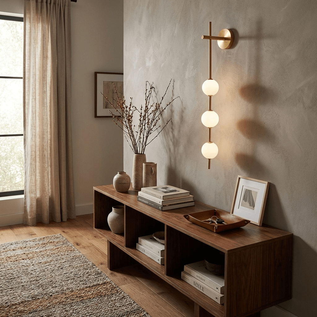 Verticale Glazen Bol Wandlamp – Moderne Wandverlichting met Gestapelde Bollen – Messing, Zwart of Nikkel – 3 Afmetingen | Sansoti