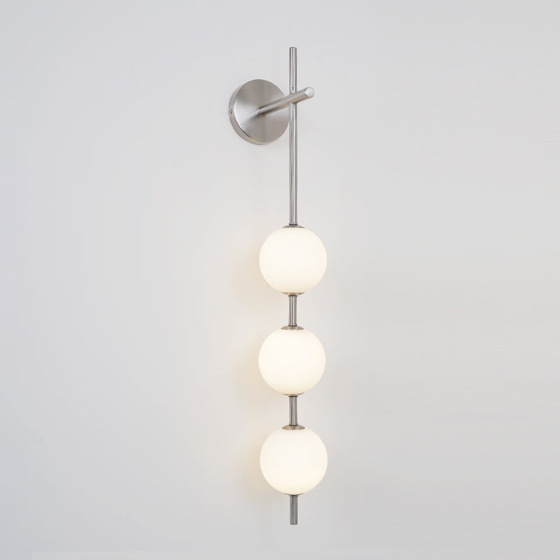 Verticale Glazen Bol Wandlamp – Moderne Wandverlichting met Gestapelde Bollen – Messing, Zwart of Nikkel – 3 Afmetingen | Sansoti