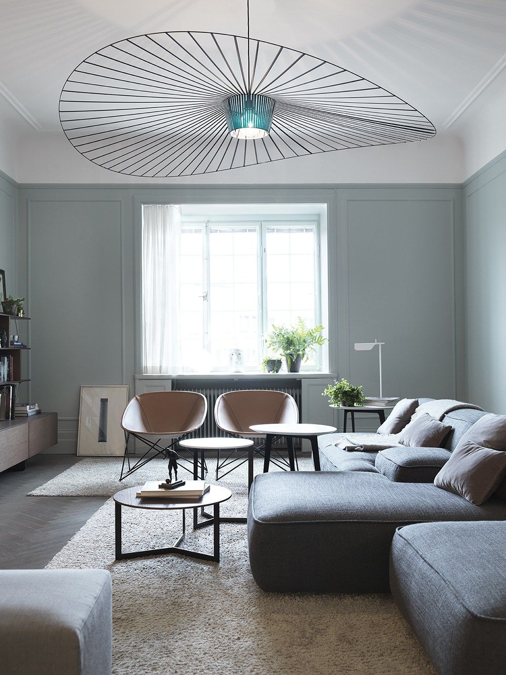 Hanglamp met Polyurethaan Ribbons – Sculptural Design Fiber Grote Zwevende Pendellamp Eetkamer – Ø80cm-Ø200cm | Sansoti