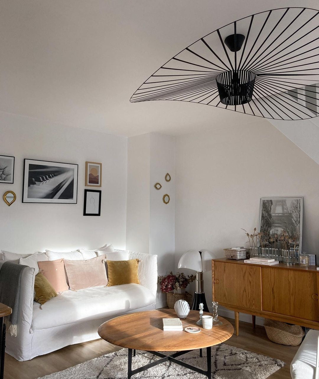 Hanglamp met Polyurethaan Ribbons – Sculptural Design Fiber Grote Zwevende Pendellamp Eetkamer – Ø80cm-Ø200cm | Sansoti