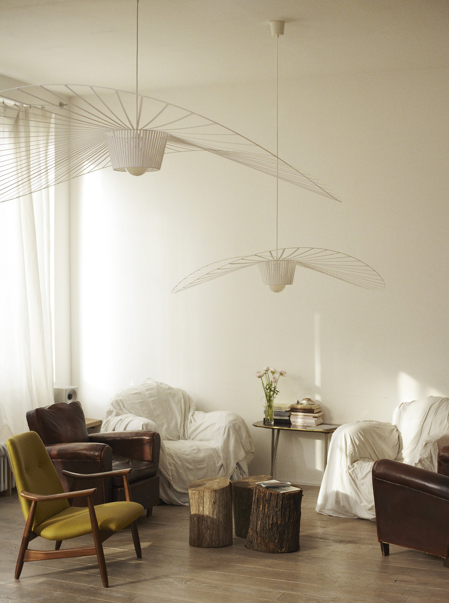 Hanglamp met Polyurethaan Ribbons – Sculptural Design Fiber Grote Zwevende Pendellamp Eetkamer – Ø80cm-Ø200cm | Sansoti