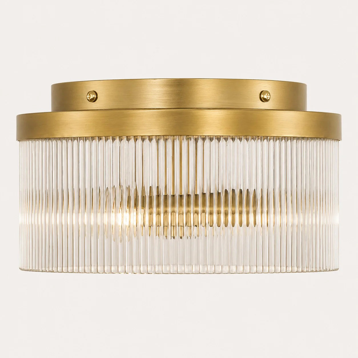 Ronde Plafondlamp met Geribbeld Glas en Landelijke Afwerking – Warm Sfeerlicht voor Lage Plafonds | Sansoti