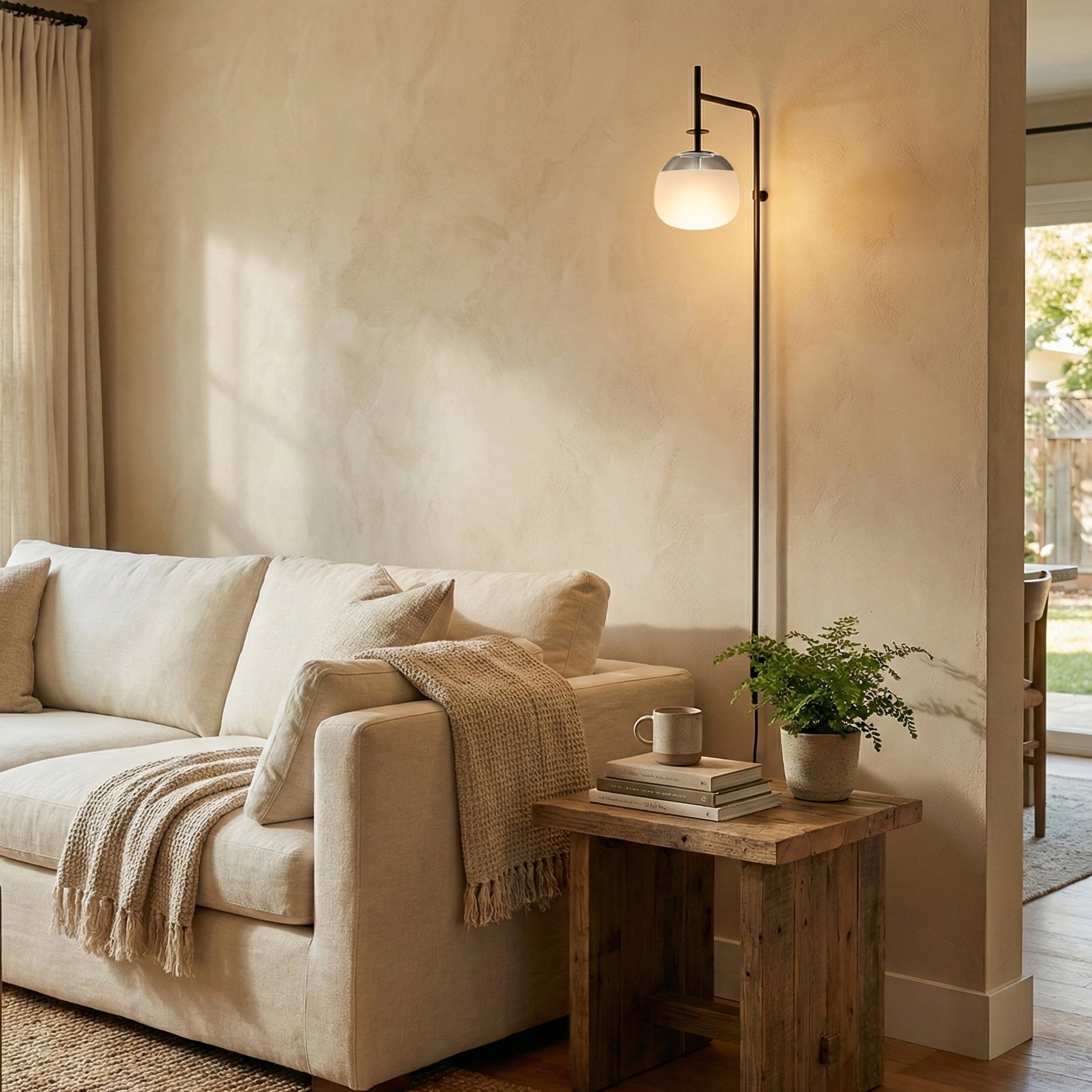 Verstelbare Wandlamp met Zwenkarm | Mondgeblazen Glazen Kap | Stekkermodel | Sansoti