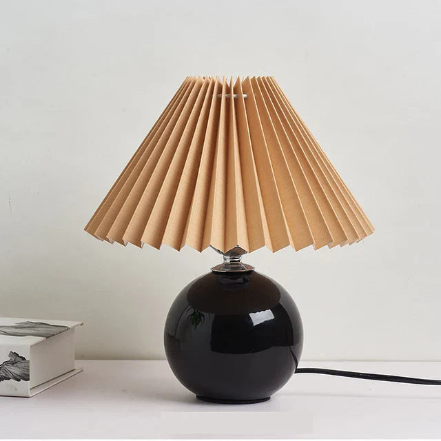 Tafellamp Vintage Met Plooikap E27 Retro Antiek 27cm Nachtkast Lamp | Sansoti
