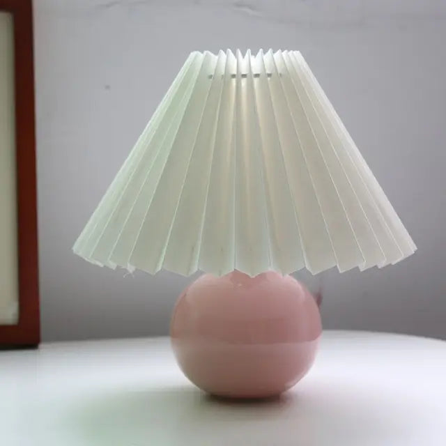 Tafellamp Vintage Met Plooikap E27 Retro Antiek 27cm Nachtkast Lamp | Sansoti