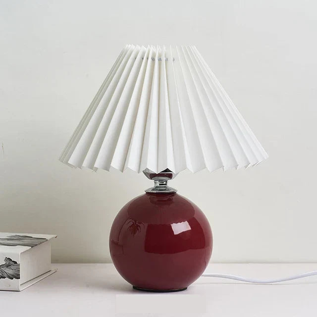 Tafellamp Vintage Met Plooikap E27 Retro Antiek 27cm Nachtkast Lamp | Sansoti