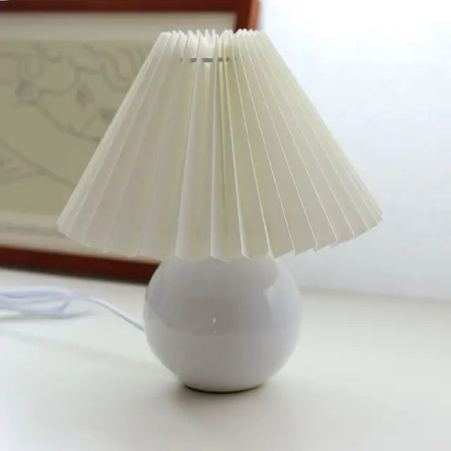 Tafellamp Vintage Met Plooikap E27 Retro Antiek 27cm Nachtkast Lamp | Sansoti