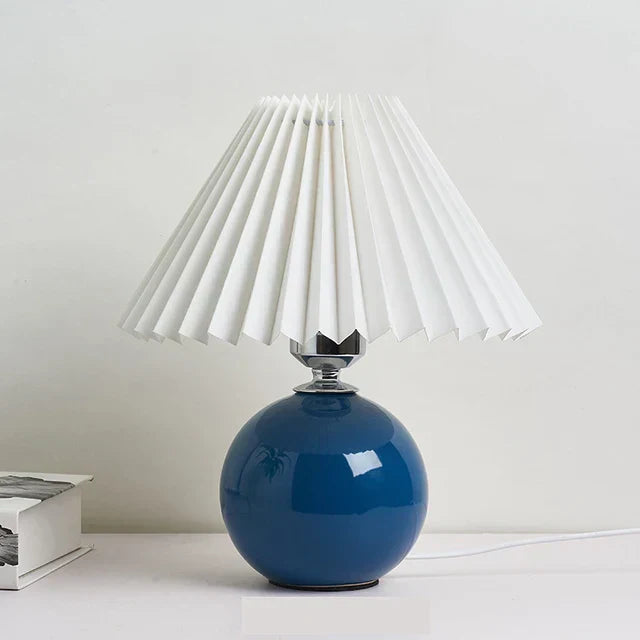Tafellamp Vintage Met Plooikap E27 Retro Antiek 27cm Nachtkast Lamp | Sansoti