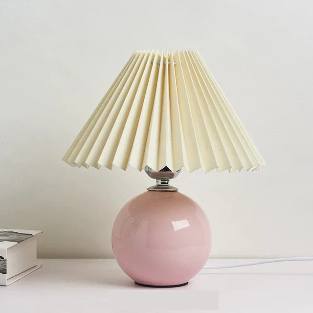 Tafellamp Vintage Met Plooikap E27 Retro Antiek 27cm Nachtkast Lamp | Sansoti