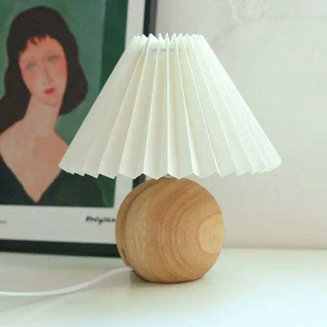 Tafellamp Vintage Met Plooikap E27 Retro Antiek 27cm Nachtkast Lamp | Sansoti
