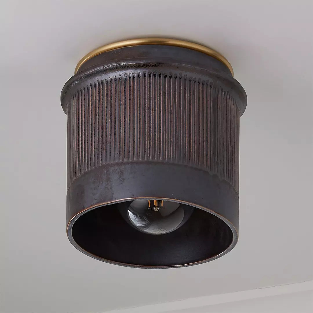 Vintage Zwart Metalen Industriële Plafondlamp Rustiek Design – Flush Mount voor Keuken Slaapkamer Hal | Sansoti