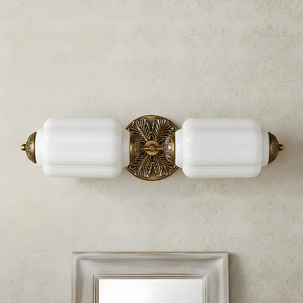 Vintage Art Deco Milk Glass Eloise Vanity Light Fixture