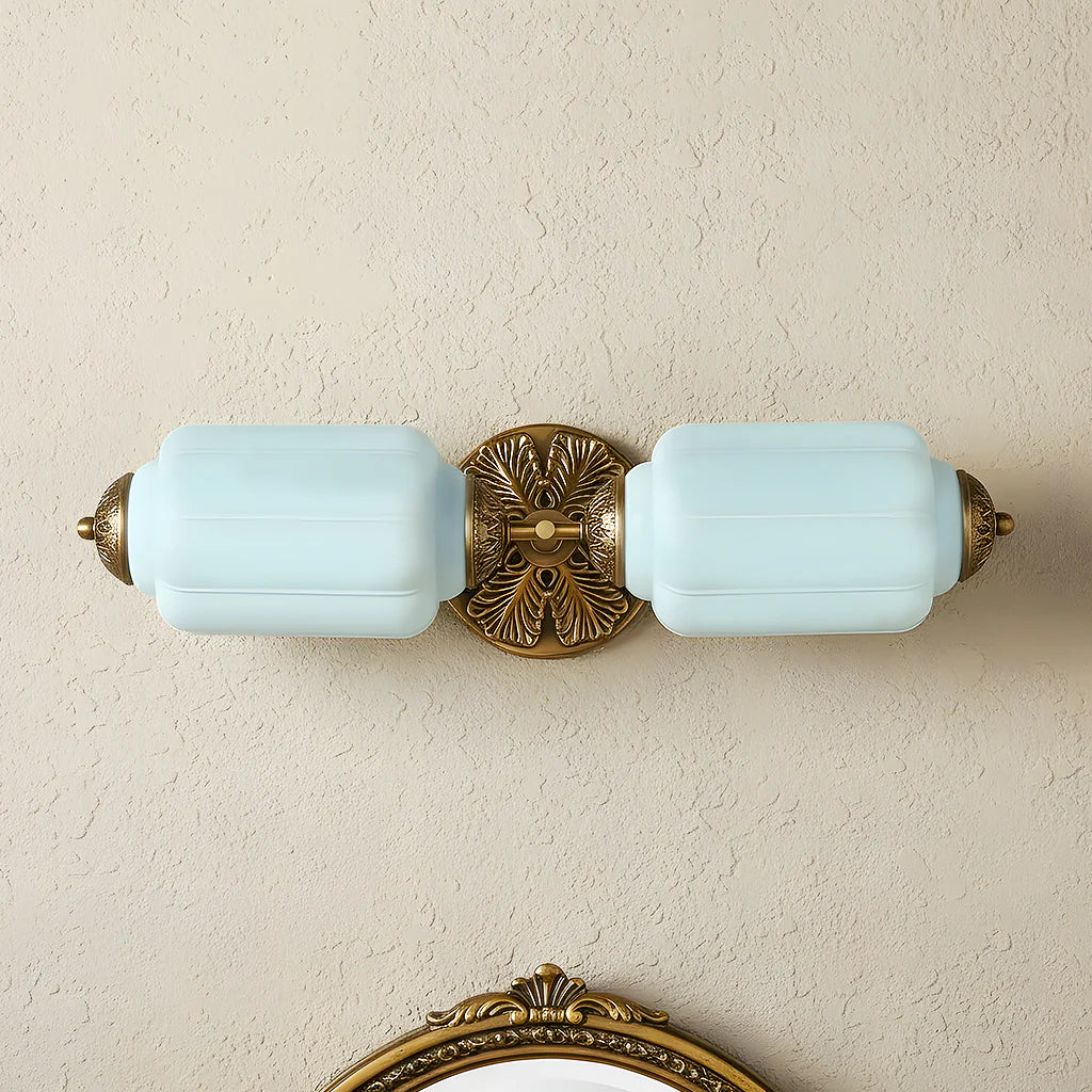 Vintage Art Deco Milk Glass Eloise Vanity Light Fixture