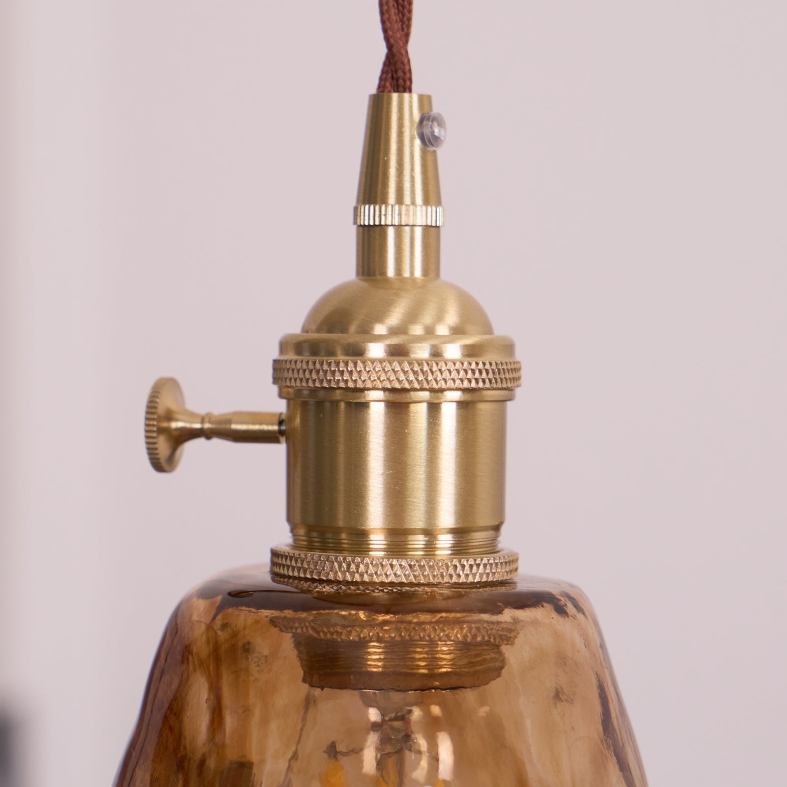 Vintage Hanglamp Messing & Amber Glas – Retro Verlichting Eetkamer Keukeneiland Bar Restaurant – E26/E27 Max 40W | Sansoti