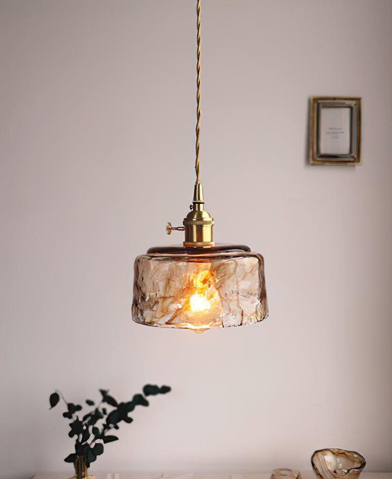 Vintage Hanglamp Messing & Amber Glas – Retro Verlichting Eetkamer Keukeneiland Bar Restaurant – E26/E27 Max 40W | Sansoti