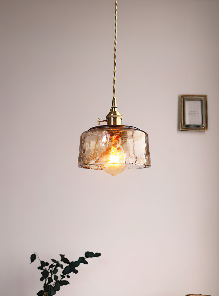 Vintage Hanglamp Messing & Amber Glas – Retro Verlichting Eetkamer Keukeneiland Bar Restaurant – E26/E27 Max 40W | Sansoti