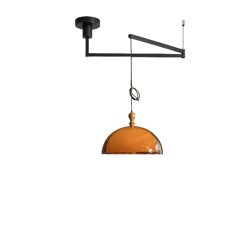 Draaibare Hanglamp met Koepelkap Acryl Hout 350° Zwenkarm 35cm Diameter Verstelbaar Snoer Plafondlamp | Sansoti