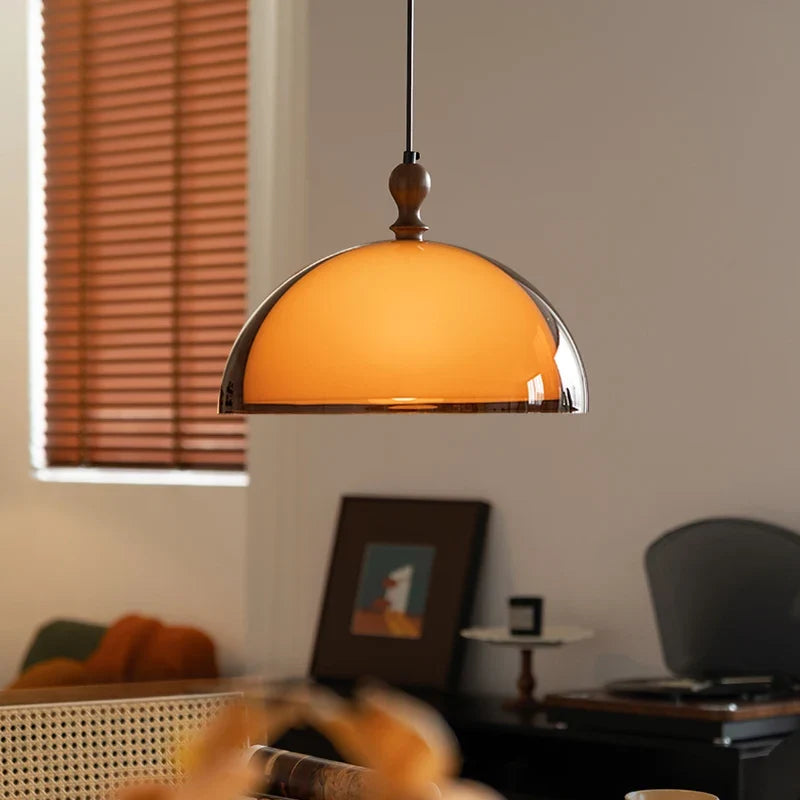 Draaibare Hanglamp met Koepelkap Acryl Hout 350° Zwenkarm 35cm Diameter Verstelbaar Snoer Plafondlamp | Sansoti