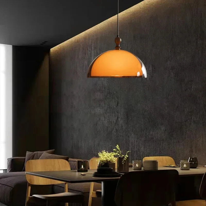 Draaibare Hanglamp met Koepelkap Acryl Hout 350° Zwenkarm 35cm Diameter Verstelbaar Snoer Plafondlamp | Sansoti