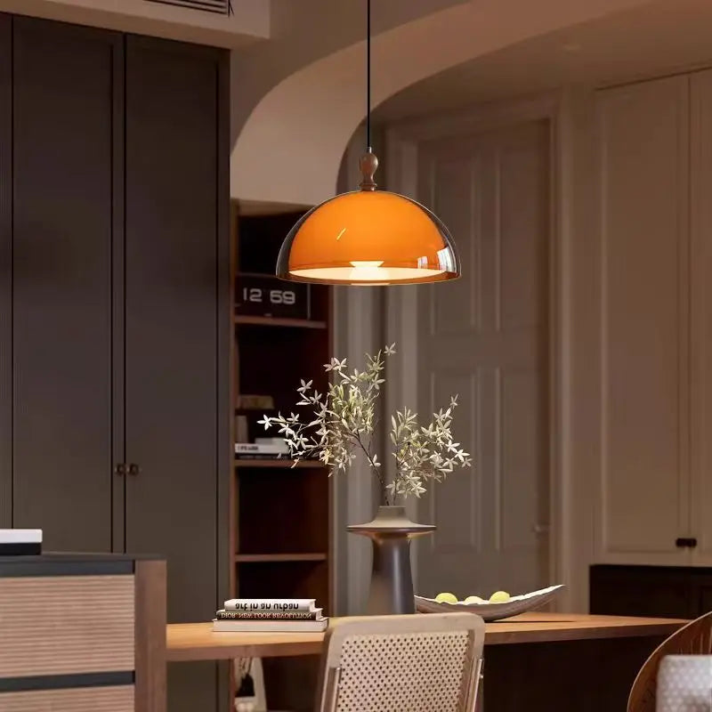 Draaibare Hanglamp met Koepelkap Acryl Hout 350° Zwenkarm 35cm Diameter Verstelbaar Snoer Plafondlamp | Sansoti