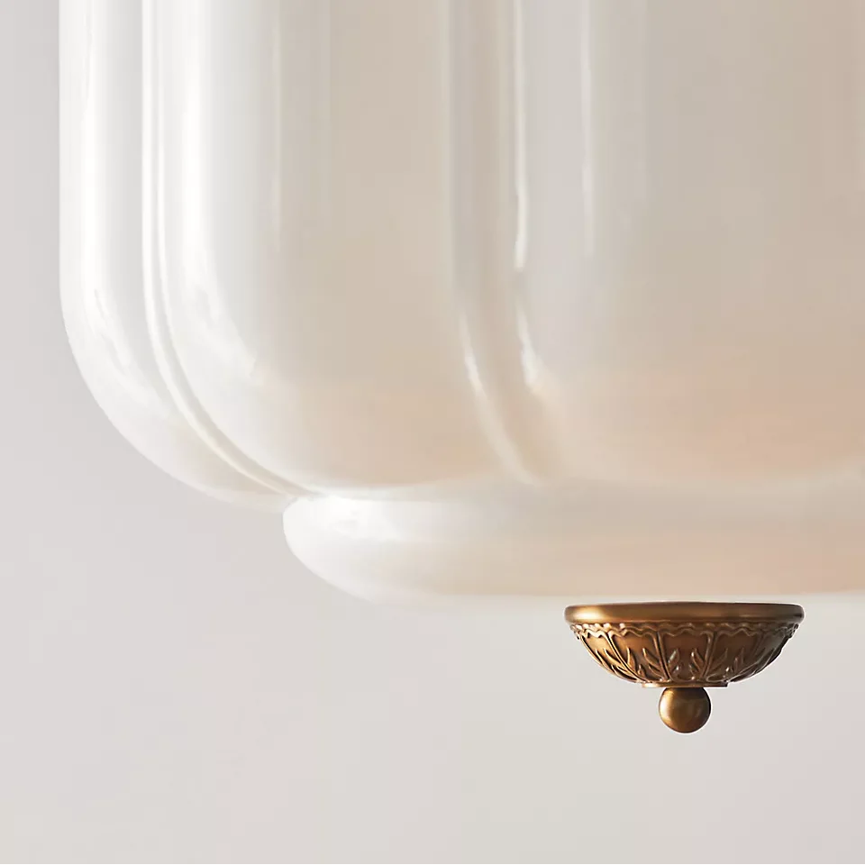 Vintage Melkglas Hanglamp met Messing Armatuur – Klassiek Retro Design voor Eetkamer, Hal & Leeshoek | Sansoti