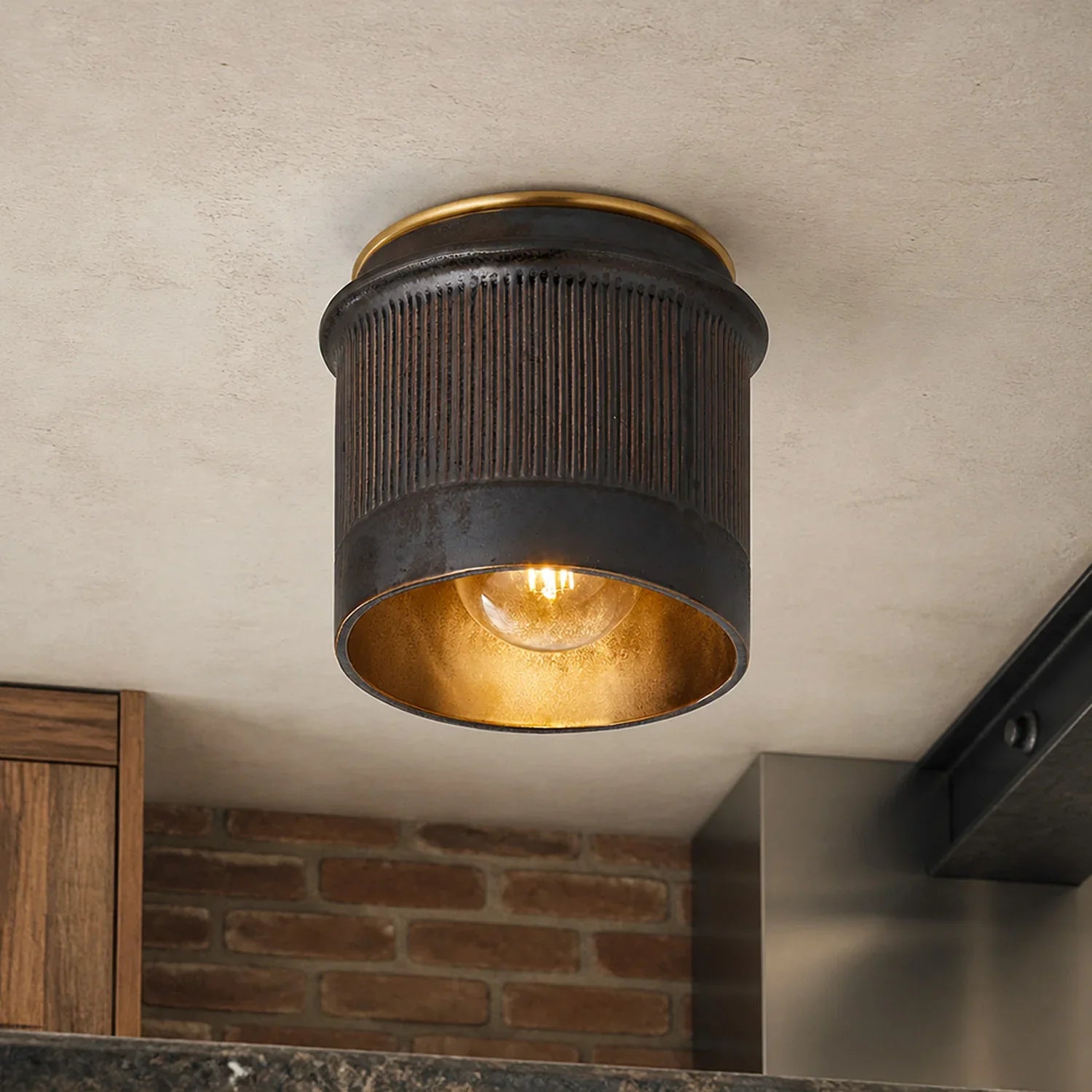 Vintage Zwart Metalen Industriële Plafondlamp Rustiek Design – Flush Mount voor Keuken Slaapkamer Hal | Sansoti