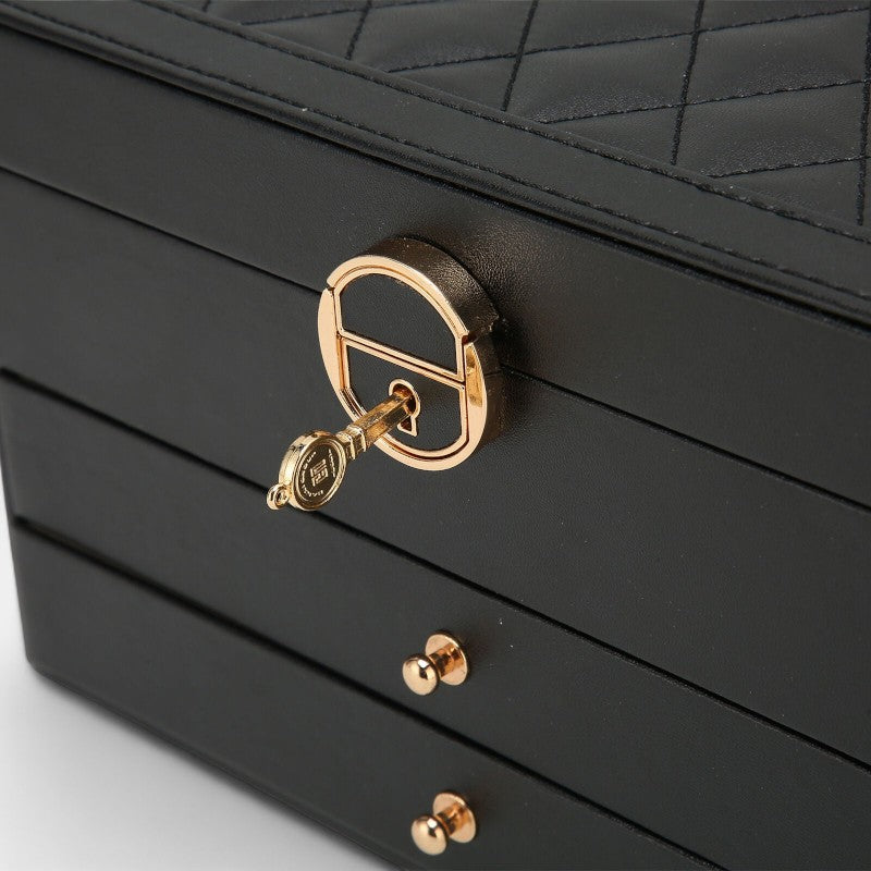 Virelle Sieradendoos Leer Zwart Roze Wit Groen - Luxe Organizer Juwelen Ketting Oorbellen Ring Opbergen Sieraden Box Kaptafel | Sansoti