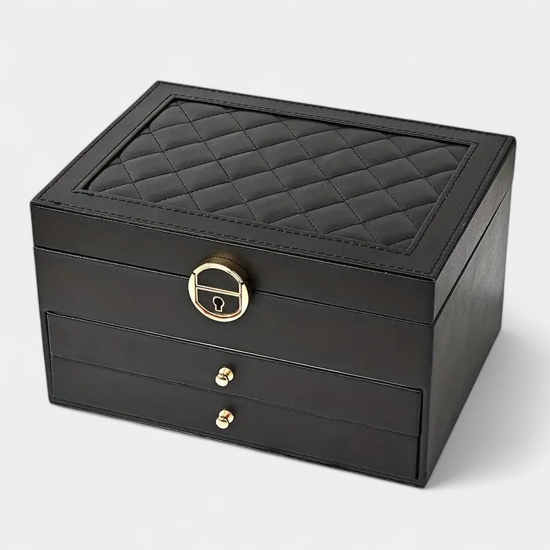 Virelle Sieradendoos Leer Zwart Roze Wit Groen - Luxe Organizer Juwelen Ketting Oorbellen Ring Opbergen Sieraden Box Kaptafel | Sansoti
