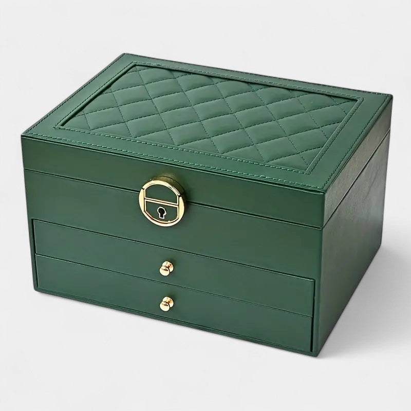 Virelle Sieradendoos Leer Zwart Roze Wit Groen - Luxe Organizer Juwelen Ketting Oorbellen Ring Opbergen Sieraden Box Kaptafel | Sansoti