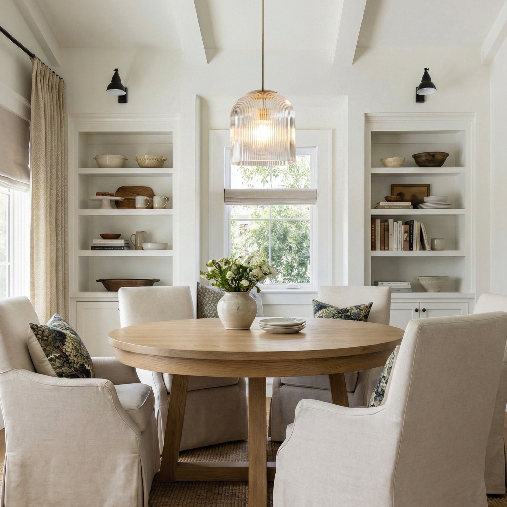 Geribbelde Glazen Hanglamp met Koperen Finish – Landelijke Stijl Verlichting | Sansoti