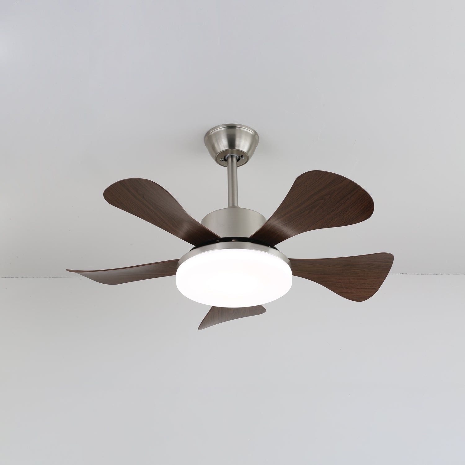 Ceiling Fan with LED Lighting Ø91cm in wood and metal with 6 speeds and remote control modern design for living and bedrooms indoor use | Sansoti