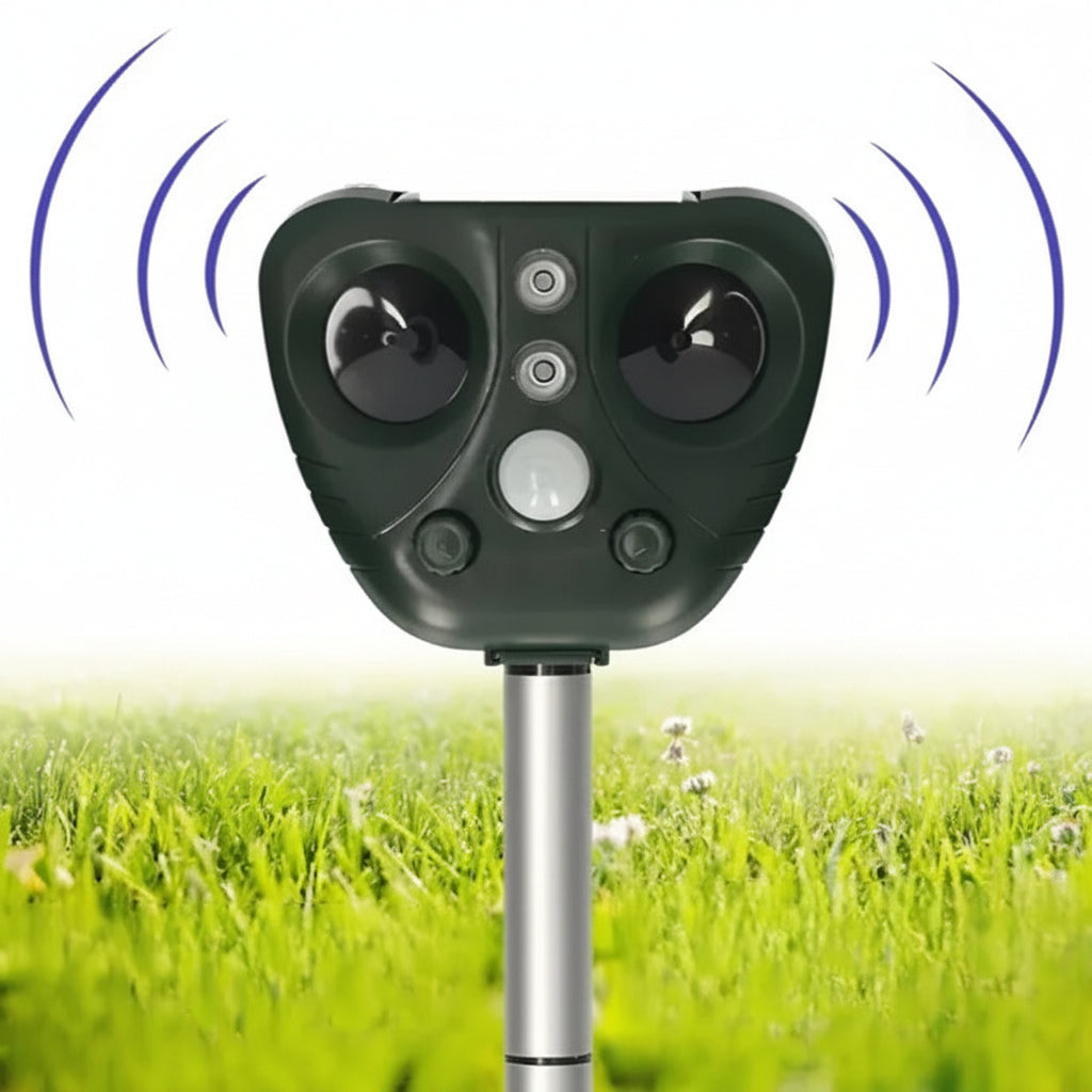 Ultrasonic Solar-Powered Animal Repeller – 13.5–45.5 kHz – Garden Protection – 5 Modes – Range up to 9 meters | Sansoti